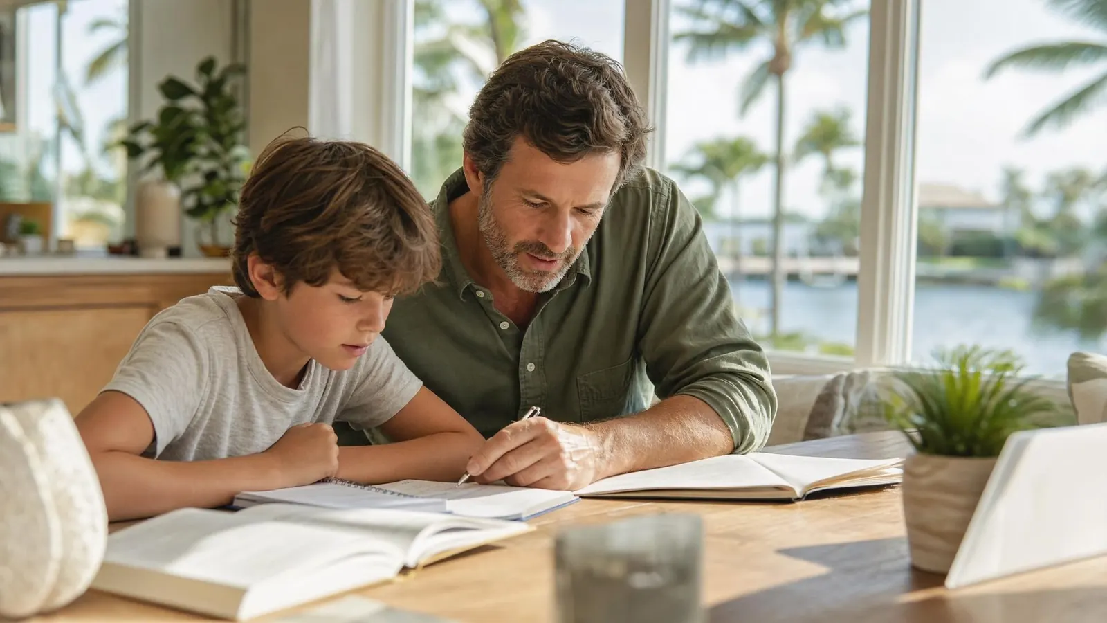 A parent and child learning together