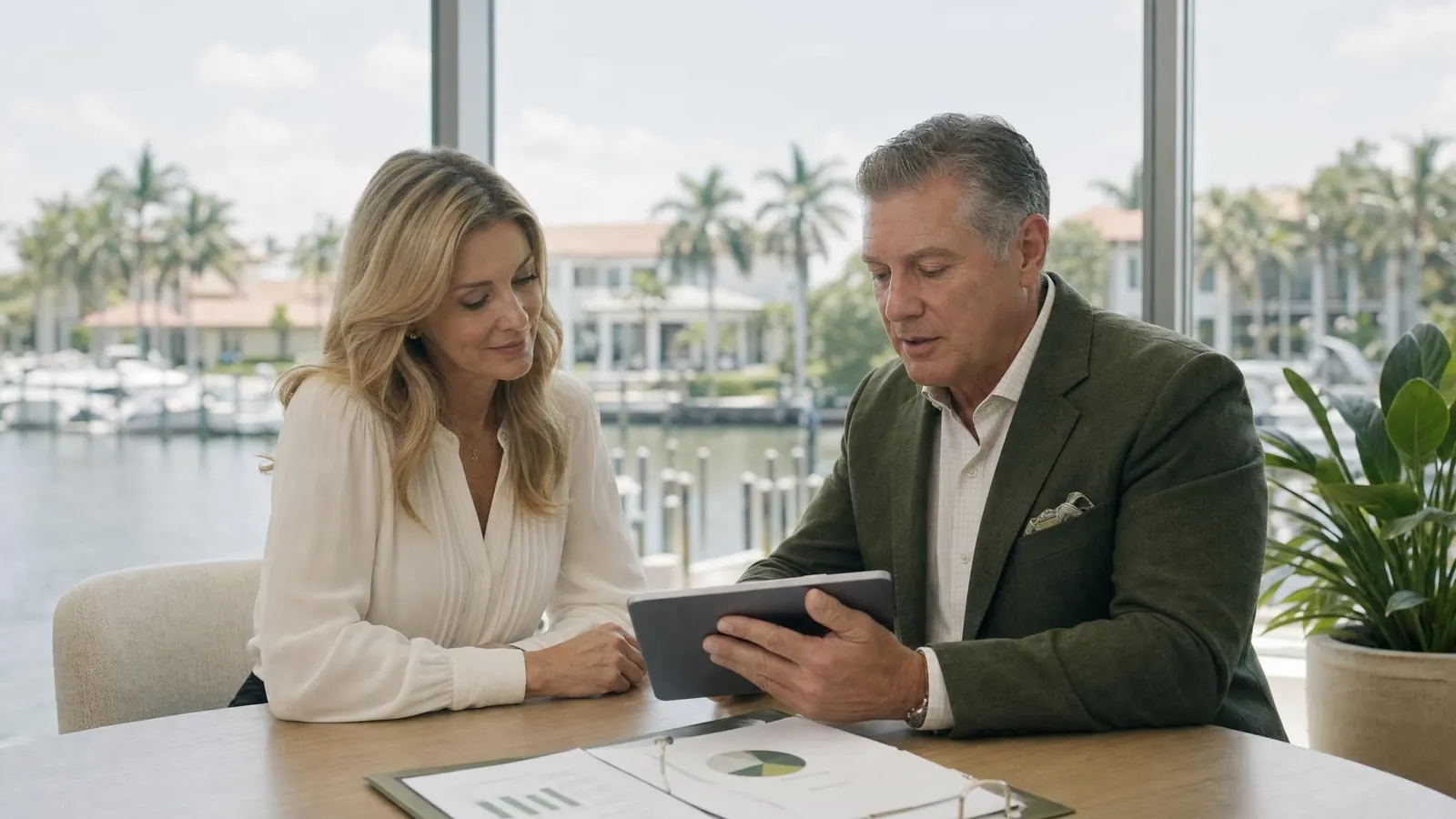 Advisor and client reviewing an investment portfolio