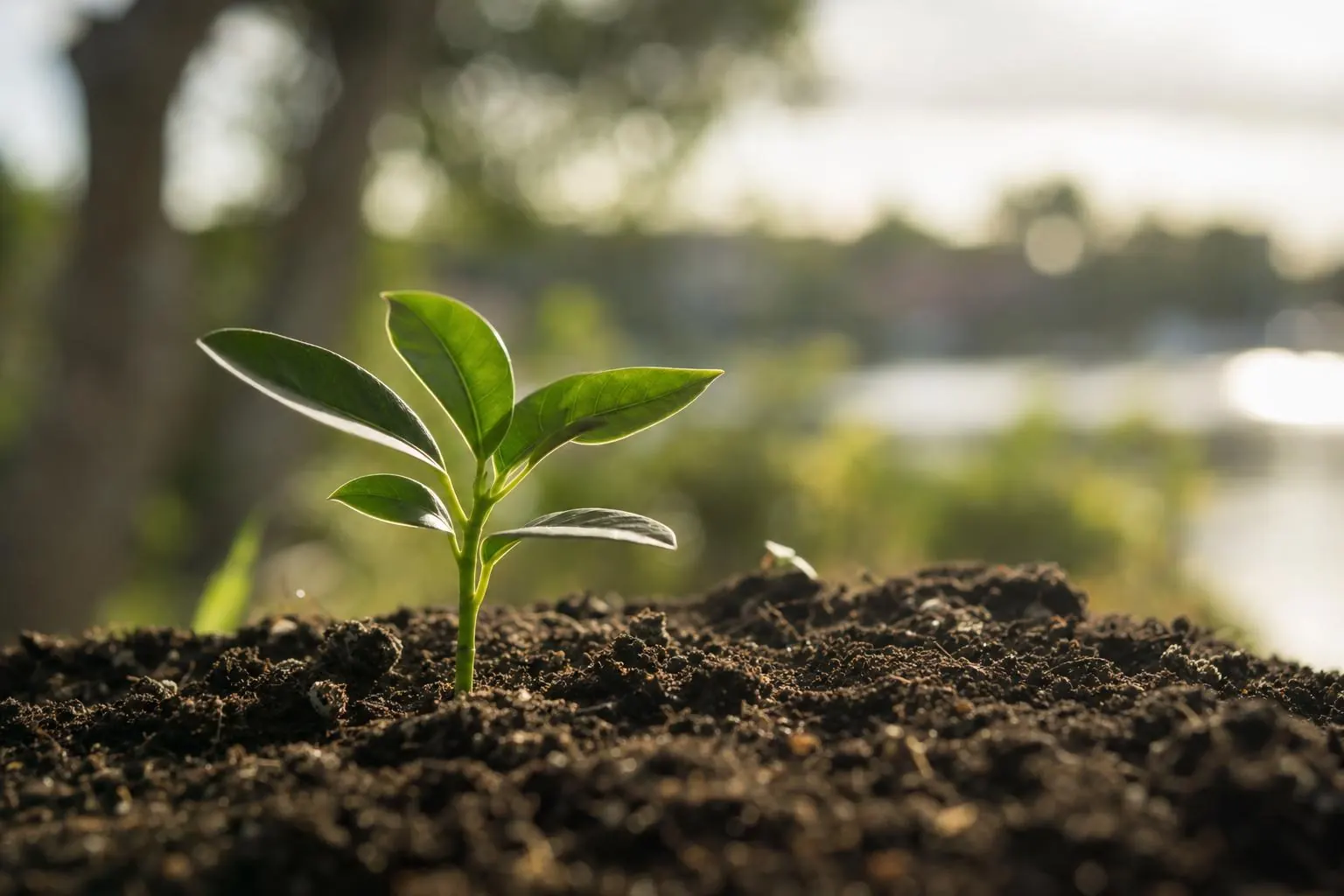 A young plant growing, symbolizing steady growth